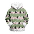 thumbnail image 5 of Kids Hooded Sweatshirt with Cartoon Santa Claus Print Faux Fur Trim Long Sleeve Pullover Casual Winter Top for Boys Girls, 5 of 7