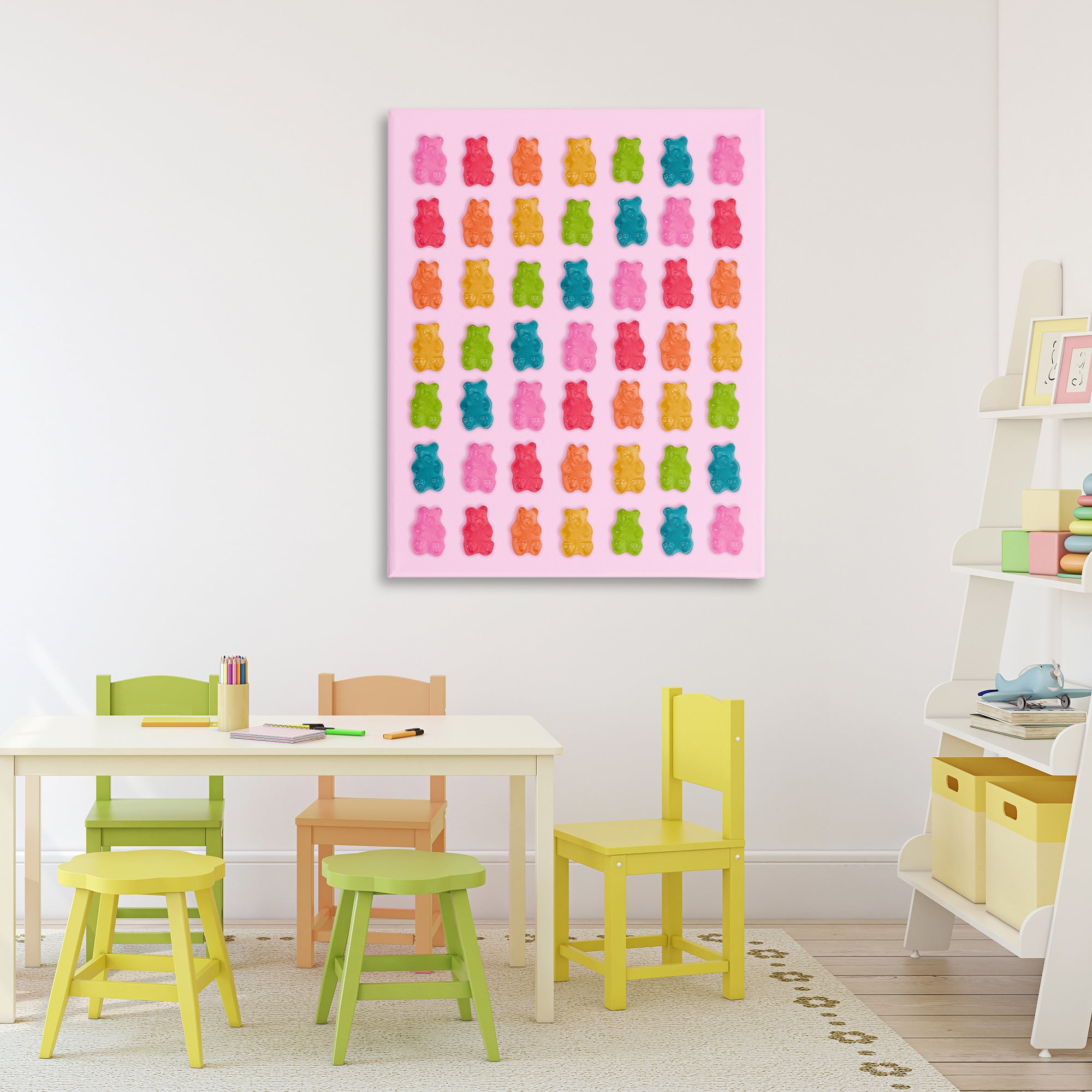 Stupell Industries Soft Rainbow Bears on Pink Canvas Wall Art, design by LISH Creative