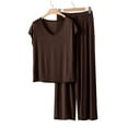 thumbnail image 2 of Fewfanhot Womens Pajama Sets Short Sleeve 2 Piece PJ Sets V Neck Comfy Sleepwear Loungewear with Pockets, 2 of 6