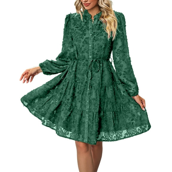 Cocktail Dresses For Women SevevnWomens Long Sleeve Mini Dress Casual A Line Flowy Loose Vacation Party Babydoll Fall Short Dresses with Pocket
