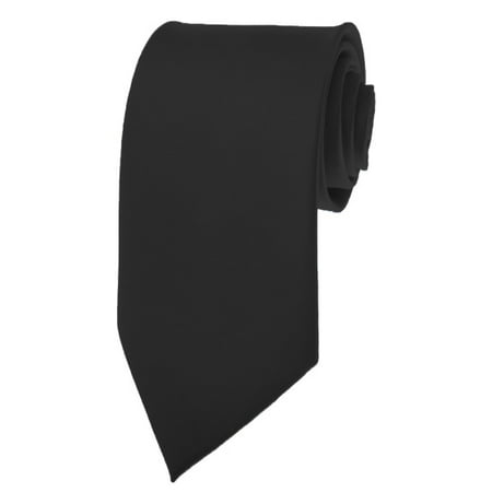 Mens Solid Black Ties Necktie (Best Tie With Charcoal Suit)