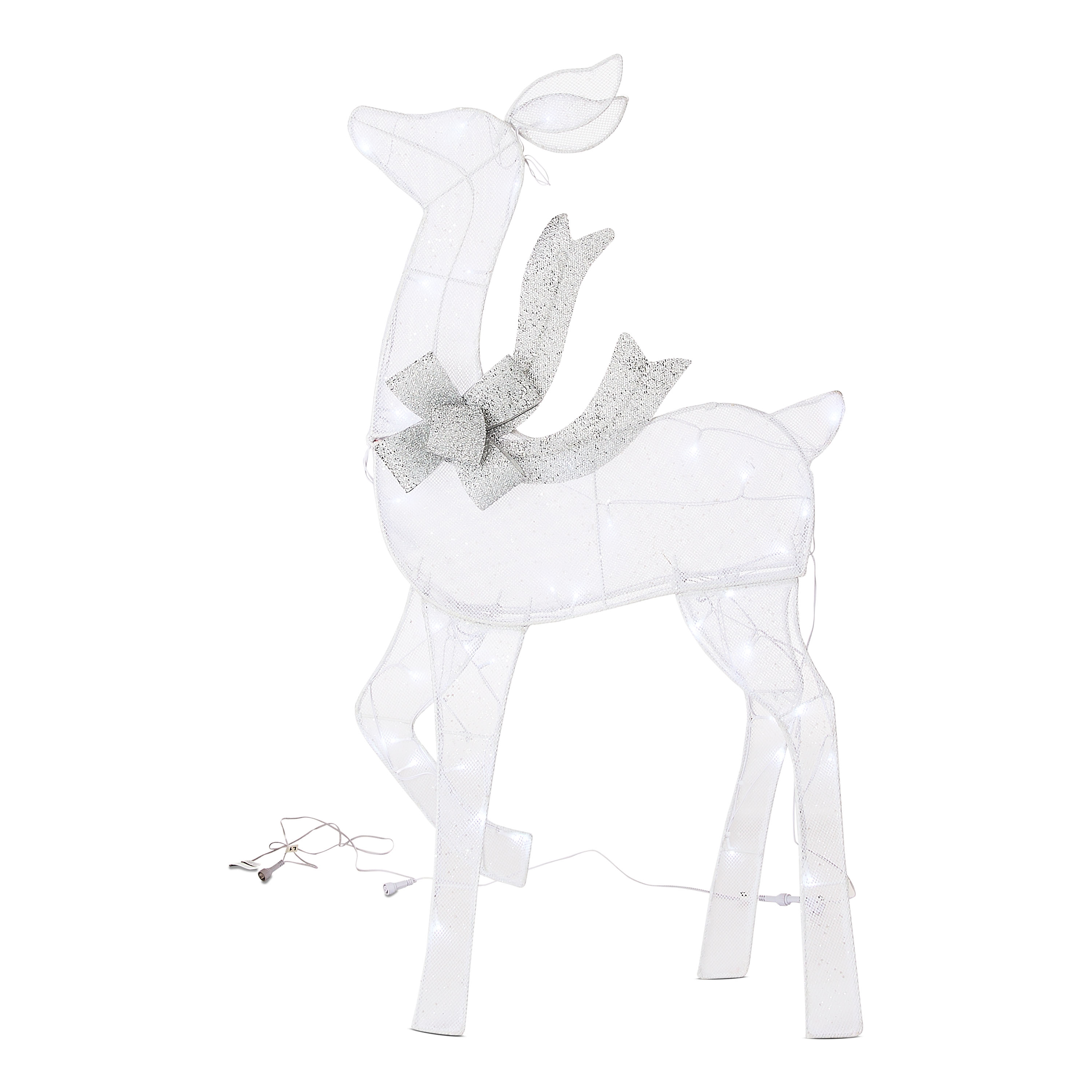 Indoor/Outdoor Light-Up Mesh Deer Family Christmas Decoration with 120 LED Lights, Cool White, Set of 3, by Holiday Time