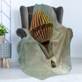 thumbnail image 4 of Steampunk Soft Flannel Fleece Blanket, Fantasy World Hot Air Balloon Rising in the Night Sky Full of Stars Themed Print, Cozy Plush for Indoor and Outdoor Use, 70" x 90", Multicolor, by Ambesonne, 4 of 5