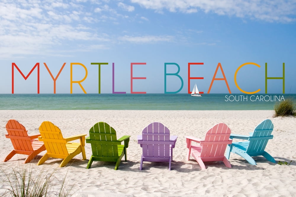 Myrtle Beach, South Carolina, Colorful Beach Chairs (9x12 Wall Art