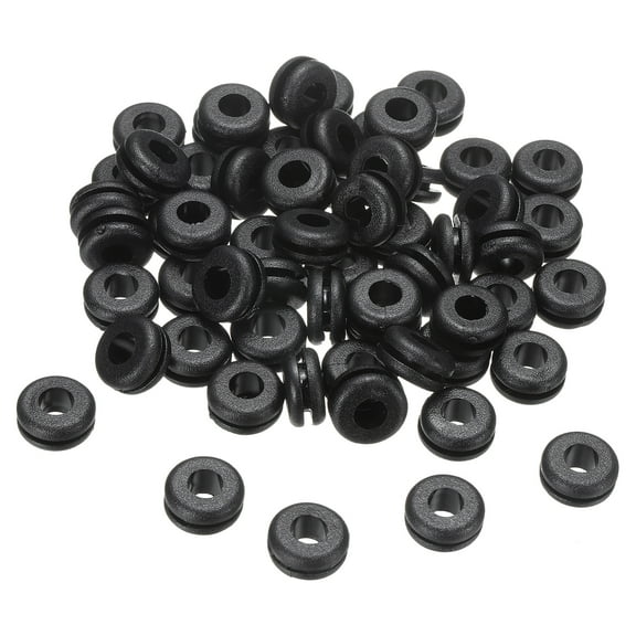 60Pcs Rubber Grommets 1/4 ID, 3/8 Drill Hole, Firewall Grommet Automotive Rubber Hole Eyelet Ring Gasket for Wire Cable Hose Protection, Metal Electric Box, (6x10mm, Black)