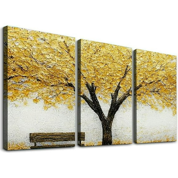 Shadudu Gold Tree of Life Canvas Wall Art for Bedroom-Large 3D Wall Decor Tree Painting for Living Room Ofiice 12x16x3pcs