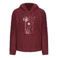 thumbnail image 2 of Women's Hoodies Casual Fleece Sweatshirts Graphic Shirt Floral Oversized Long Sleeve Fuzzy Sweatshirt Printed Tops (XL, Wine), 2 of 4