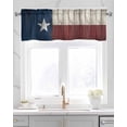 thumbnail image 2 of Texas Stars Kitchen Valances for Windows Farmhouse Linen Window Valance Curtain for Living Room Window Treatment Navy Blue Red Retro Gray Wooden Valance Rod Pocket Topper Drape, 60 x 18 Inch, 2 of 6