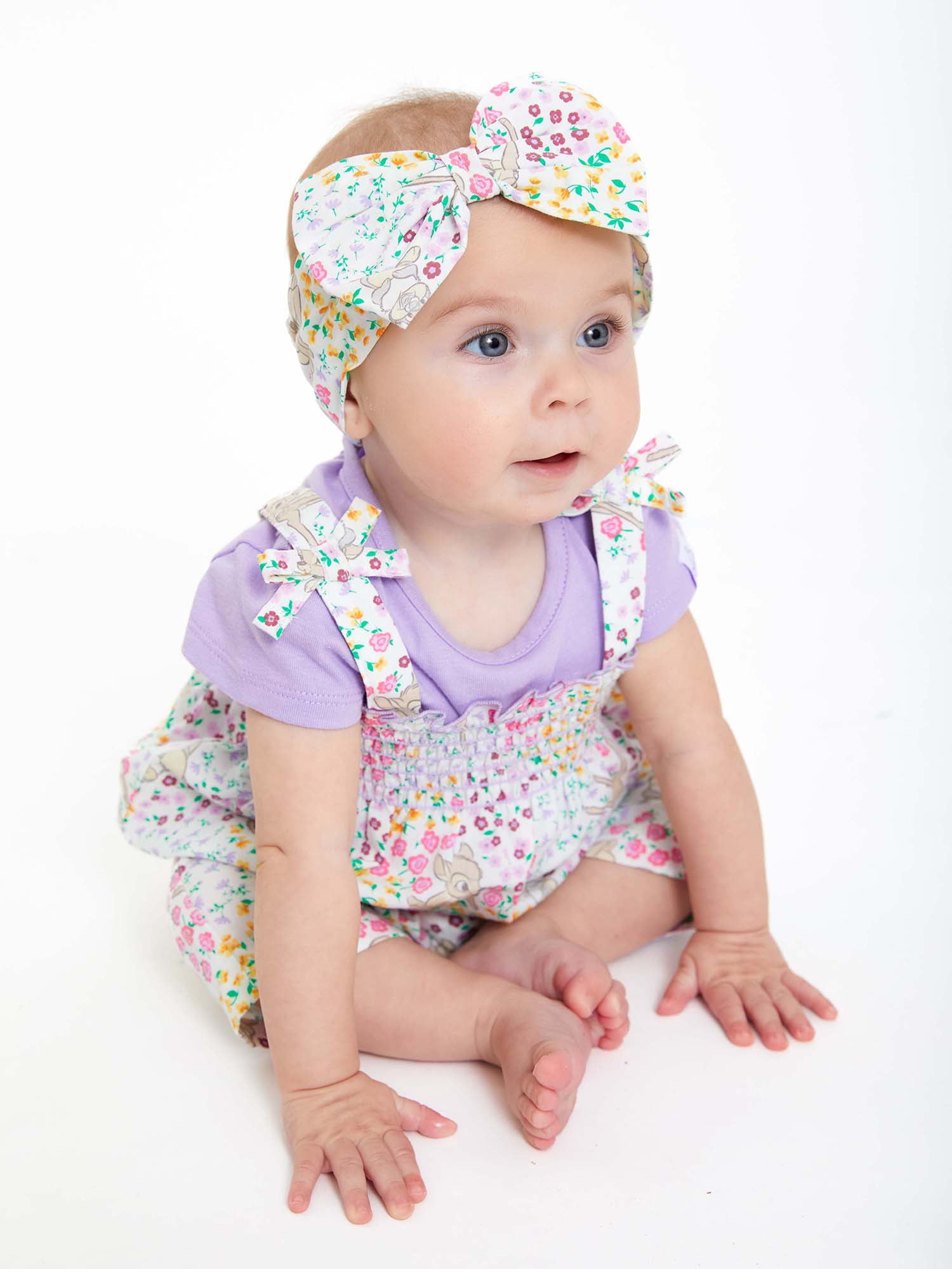 Disney Bambi Baby Girls Romper, Tee and Headband Set, 3-Piece, Sizes 0-24 Months