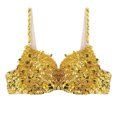 thumbnail image 3 of TiaoBug Women Sequin Skirt and Top Tassel Outfit Set Sparkly Belly Dance Costume Bra Tops and Fringe Skirts Sets Gold 38A, 38B, 38C, 3 of 7