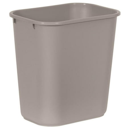 Rubbermaid Commercial Deskside Plastic Wastebasket Rectangular 7 gal Gray 295600GY