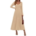 thumbnail image 1 of Vestido PRETTYGARDEN Suéter Manga Larga Cuello V Beige Talle S, 1 of 8