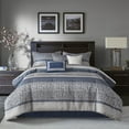 thumbnail image 3 of Madison Park Bennett Geometric 7-Piece Queen Jacquard Comforter Set, Navy, 3 of 5