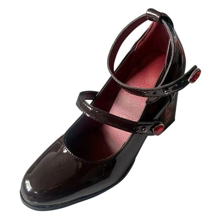 

ILJNDTGBE Womens Heeled Sandals Slingback Heels For Women Round Toe Heeled Pumps Ankle Strap Fashion Dress Shoes Leather Sho
