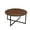 Mid Century Walnut, variant on Household Essentials Jamestown Round Coffee Table Ashwood Rustic Wood Grain and Black Metal
