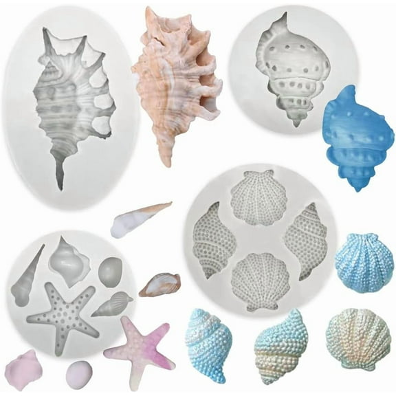 Cake Fondant Silicone Mold Seashell Conch Starfish Coral Baking Molds