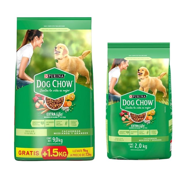 Alimento para Perro Purina Dog Chow Cachorros Medianos y Grandes 9 kg + 2 kg