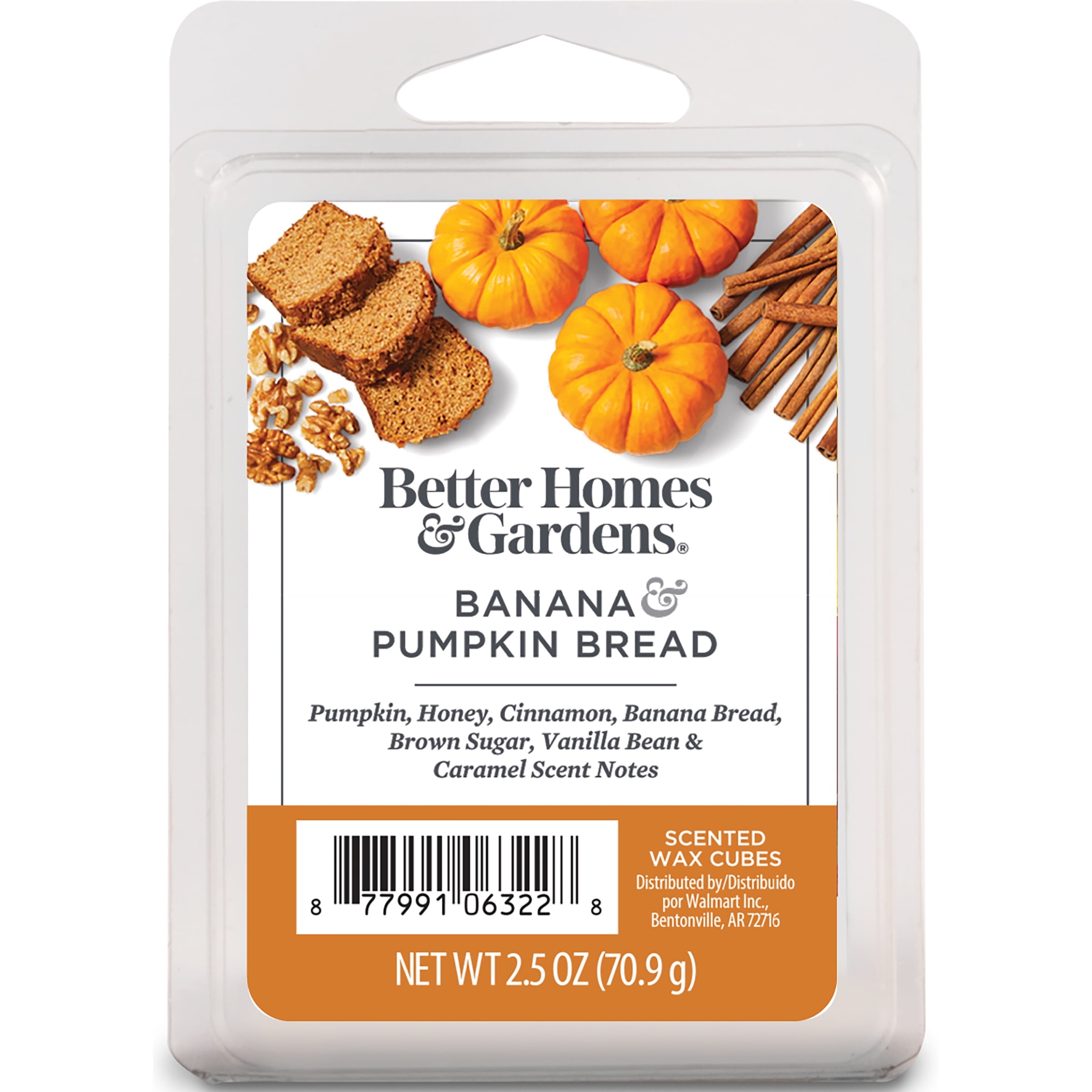 Banana Pumpkin Bread Scented Wax Melts, Better Homes & Gardens, 2.5 oz (1-Pack)