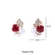 thumbnail image 3 of Pendientes de cristal con flor, 1 par de pendientes de imitación chapados en rosa con perlas rojas, 3 of 5
