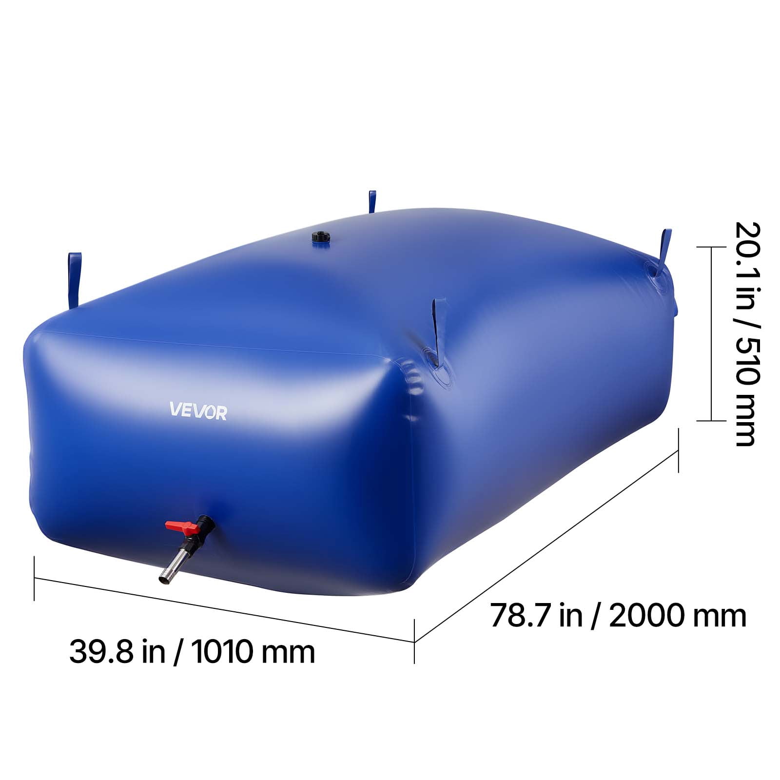 VEVOR Water Storage Bladder 264.2 Gallon Large Capacity Water Bag,Portable & Collapsible Soft Waters Container, Leakproof & Tear-Resistant PVC Emergency Waters Storage Tank for RV Truck & Outdoor Use