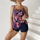 thumbnail image 5 of Tankini Traje De Baño Correas Ajustables Almohadillas Incorporadas En El Pecho Estampado Floral Traje De Baño De Mujer con Pantalones Cortos para Fiesta En La Playa Rojo S, 5 of 7