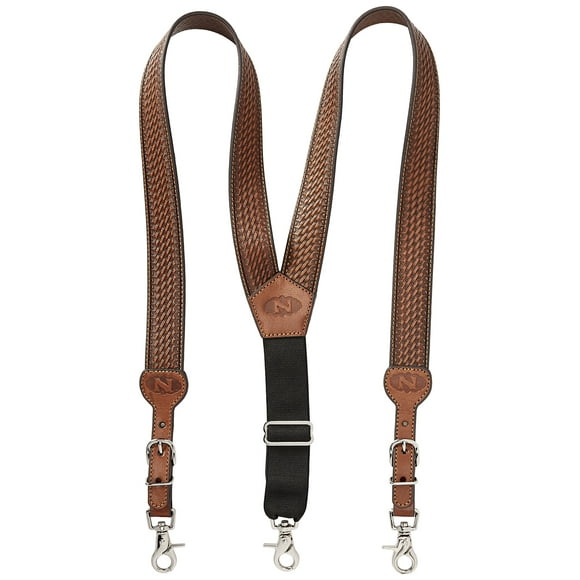 Nocona Belt Co. Bretelles en Cuir Gaufré Tissé Standard pour Hommes, Tan, Large