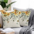 thumbnail image 2 of Throw Pillow Covers 18x18 Inch Set of 2, Sunflowers Waterproof Outdoor Pillow Covers, Spring Floral Eucalyptus Leaves Summer Botanical Decorative Cushion Pillowcases for Couch, Sofa, Bed, Patio, 2 of 9