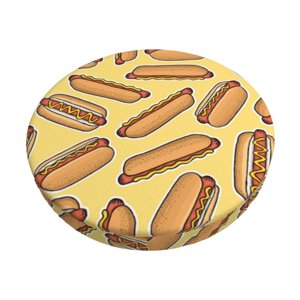 Easygdp Hot Dogs Print Easy To Install Bar Stool Covers&Stool Covers Round&Elastic Stool Cover, Barstool Covers,Washable&Bottom With Elastic Edge-13 inch