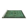thumbnail image 2 of Ahgly Company Machine Washable Indoor Rectangle Oriental Turquoise Blue Industrial Area Rugs, 7' x 10', 2 of 4