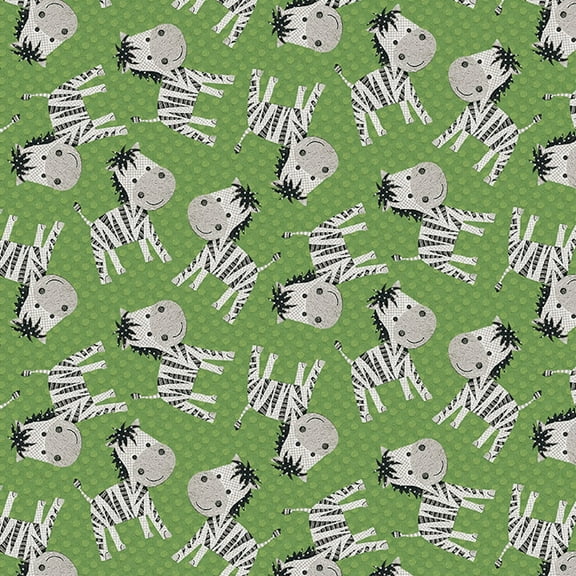 Studio E At The Zoo Tossed Zebra Green Cotton Fabric By Yard