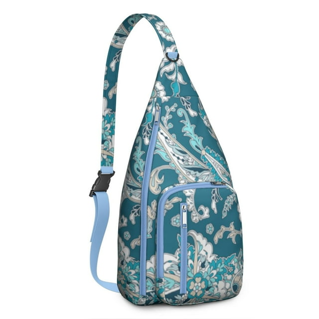 Chic Bohemian Sling Pack - Elegant Vintage Paisley Pattern, Anti-Theft Compact Backpack for Urban Explorers