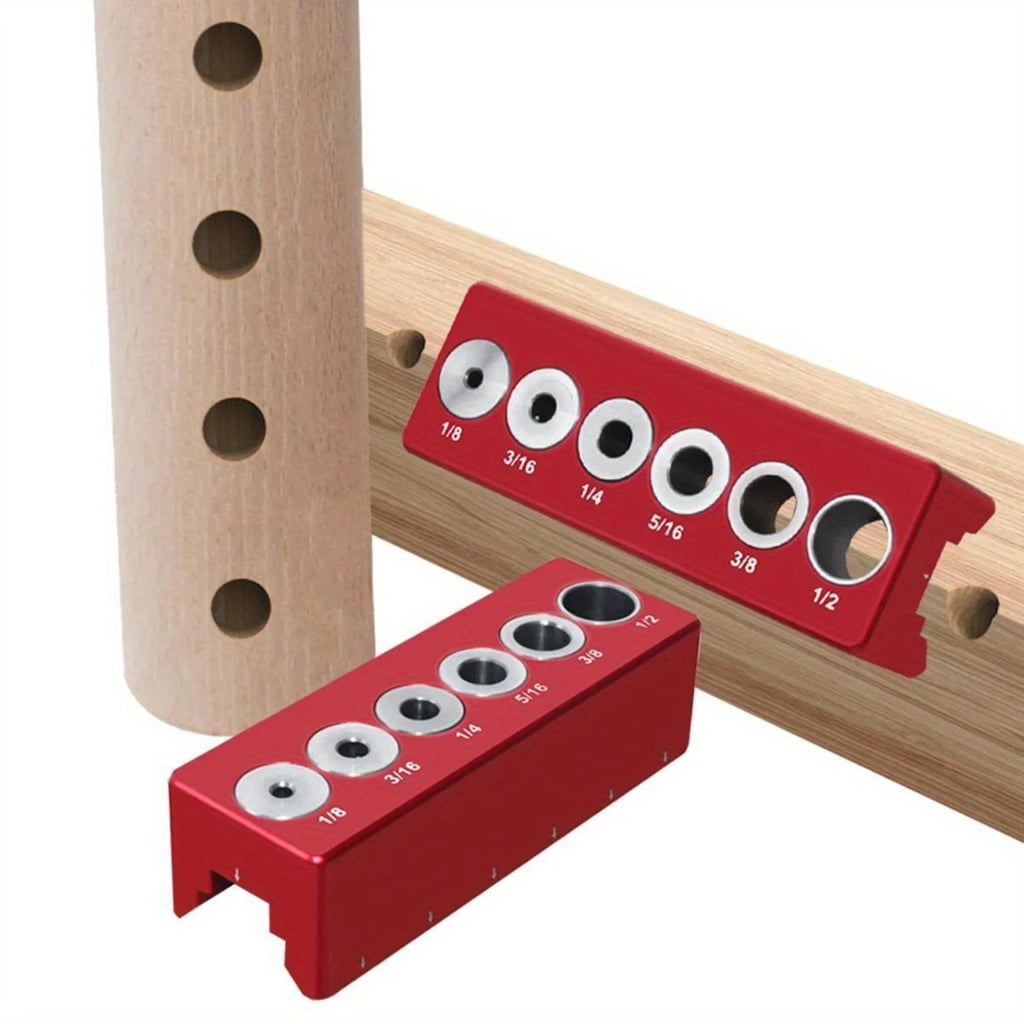 Vertical Pocket Hole Jig Woodworking Dowel Drill Guide Self Centering 6 Hole Drill Bit Guide Jig Positioner Locator