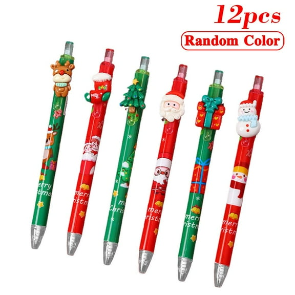12Pack Christmas Ballpoint Pen,Xmas Gel Ink Pens Cartoon Tree Santa Snowman Writing Pens for Christmas Xmas Party Favors Goodie Bags Stuffer Gifts Office Supplies,Random Color