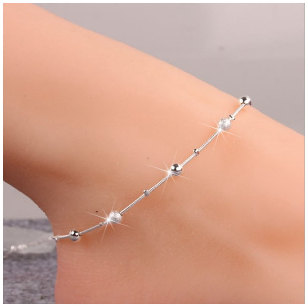 Qingsun Womens Anklet Chain Silver Stars Summer Sandal Beach Anklet Chain Foot Jewelry Adjustable 25 cm