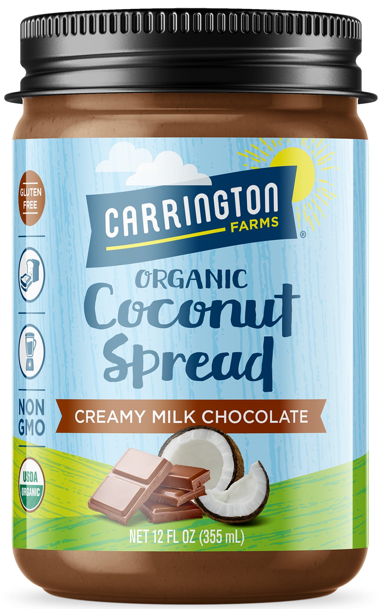 Carrington Farms Organic Coconut Spread Creamy Milk Chocolate Walmart