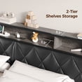 thumbnail image 6 of King Upholstered Headboard with Storage, LED Lights, Charging Station, Adjustable Fit, Black, 6 of 10