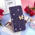 thumbnail image 3 of for Samsung Galaxy S23 Ultra (Not S23) Wallet Case for Women, Shiny Butterfly Flower PU Leather Cover with Card Slot Holder Flip Phone Case for Samsung Galaxy S23 Ultra Rhinestone Deep Purple, 3 of 18
