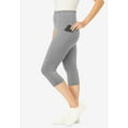 thumbnail image 3 of Woman Within Plus Size Stretch-Cotton Knit Pull-On Pocket Capri Leggings, 3 of 5