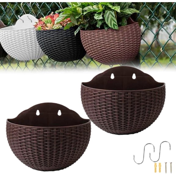 Generic Hanging Planter Imitation Rattan Wall Basket Drainage Hook