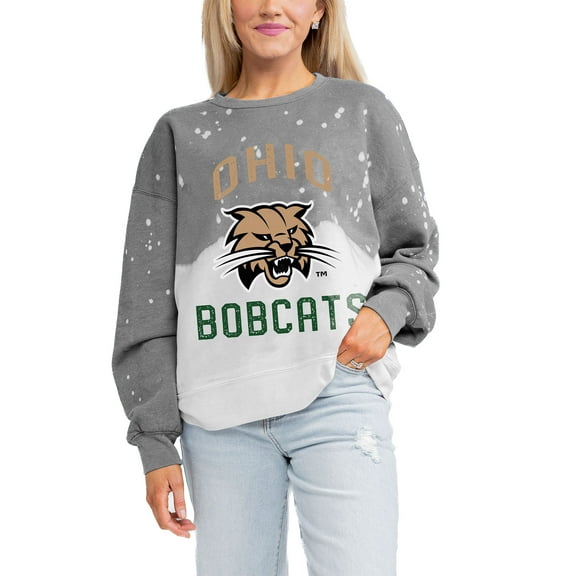 Women's Gameday Couture Gray Ohio Bobcats Twice As Nice Faded Crewneck Sweatshirt
