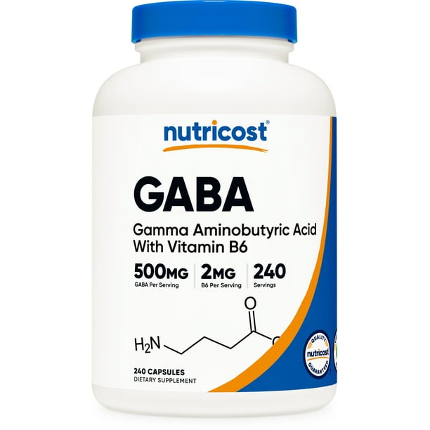 Nutricost GABA + Vitamin B6, 500mg per Serving, 240 Capsules NonGMO
