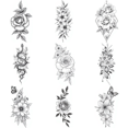 thumbnail image 1 of Autocollants de Tatouage Floraux Étanches Design Réaliste 3D pour Hommes Femmes Fête Plage, 1 of 5