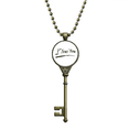 thumbnail image 1 of Je t'Aime Citation Handwrite Style Clé Collier Pendentif Plateau Embelli Chaîne, 1 of 3
