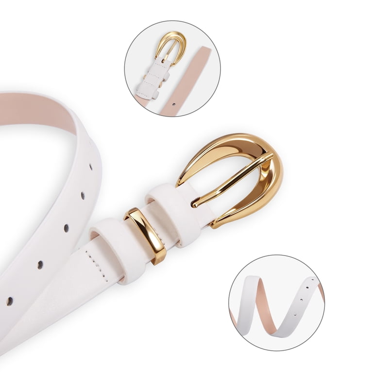 Fianmy Women Skinny Leather Belt with Gold Buckle, Ladies  display picture 1