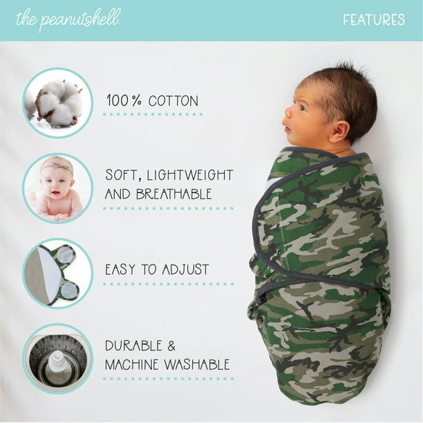 The Peanutshell Newborn Swaddles for Baby Boys and Girls 3 Pack Set Camo Elephant Walmart