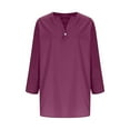 thumbnail image 5 of Chbgutlmr Womens 3/4 Sleeve Tops Plus Size V Neck Loose Lightweight Blouses Side Split Trendy Clothes, 5 of 7
