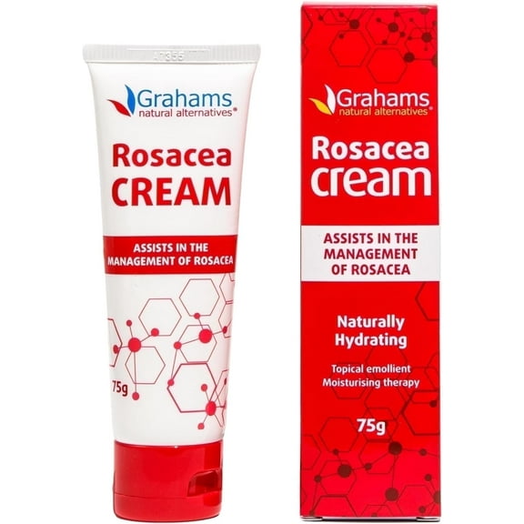 Grahams Natural Rosacea Cream, Natural Anti-Redness Moisturizer (75g Tube)