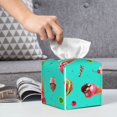 thumbnail image 4 of Tissue Box Cover, Kiwi Tart Ice Cream Print Leather Tissue Box Holder - Tissue Case Facial Paper Organizer for Bathroom, Vanity Countertop, Tabletop, Car, Night Stands, 4 of 7