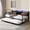 Black, variant on QinaQin Twin Daybed with Pop Up Trundle, LED Lights, Charging Station and Corduroy Storage Headboard, Metal Sofa Bed Frame