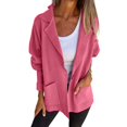 thumbnail image 4 of YDFCWXW Blazers for Womens Open Front Cardigan Coat Fall Long Sleeve Lightweight Sweater Dressy Lady Jacket with Pockets Pink, M, 4 of 6